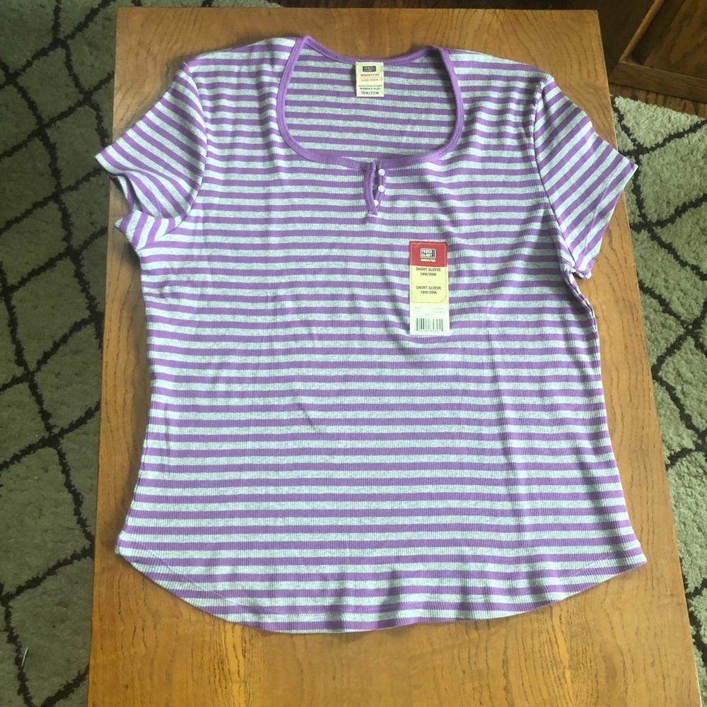 Ribbed Faded Glory Stripe Tee